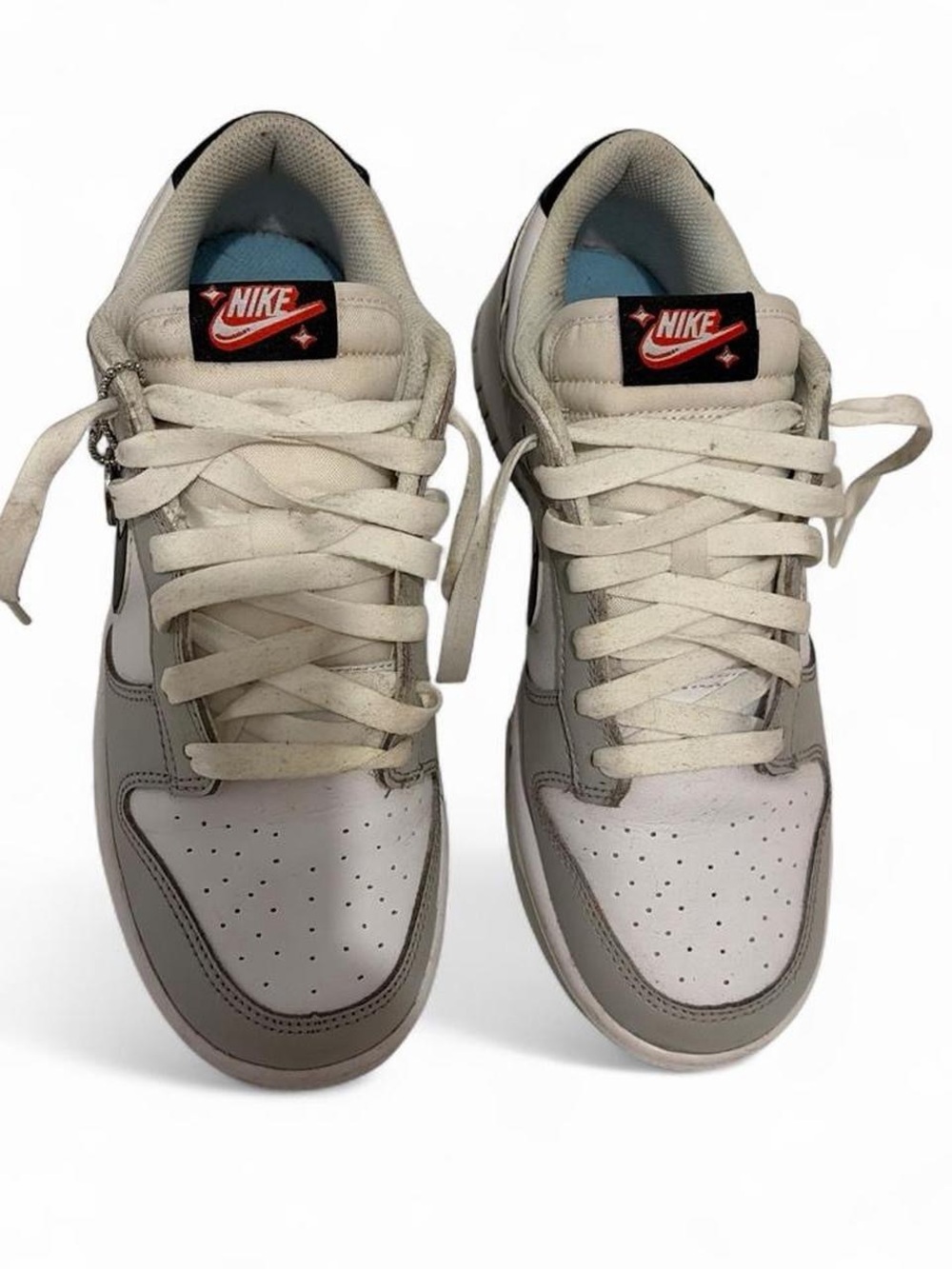 Nike Men’s Low-Top Sneakers in Light Gray and White with Black Accents